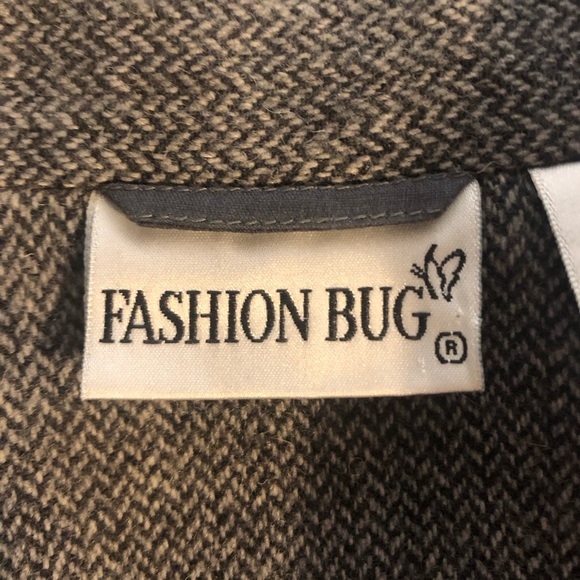 Fashion Bug Wool blend Herringbone Gray Bomber Jacket with Structured Design - Picture 11 of 13